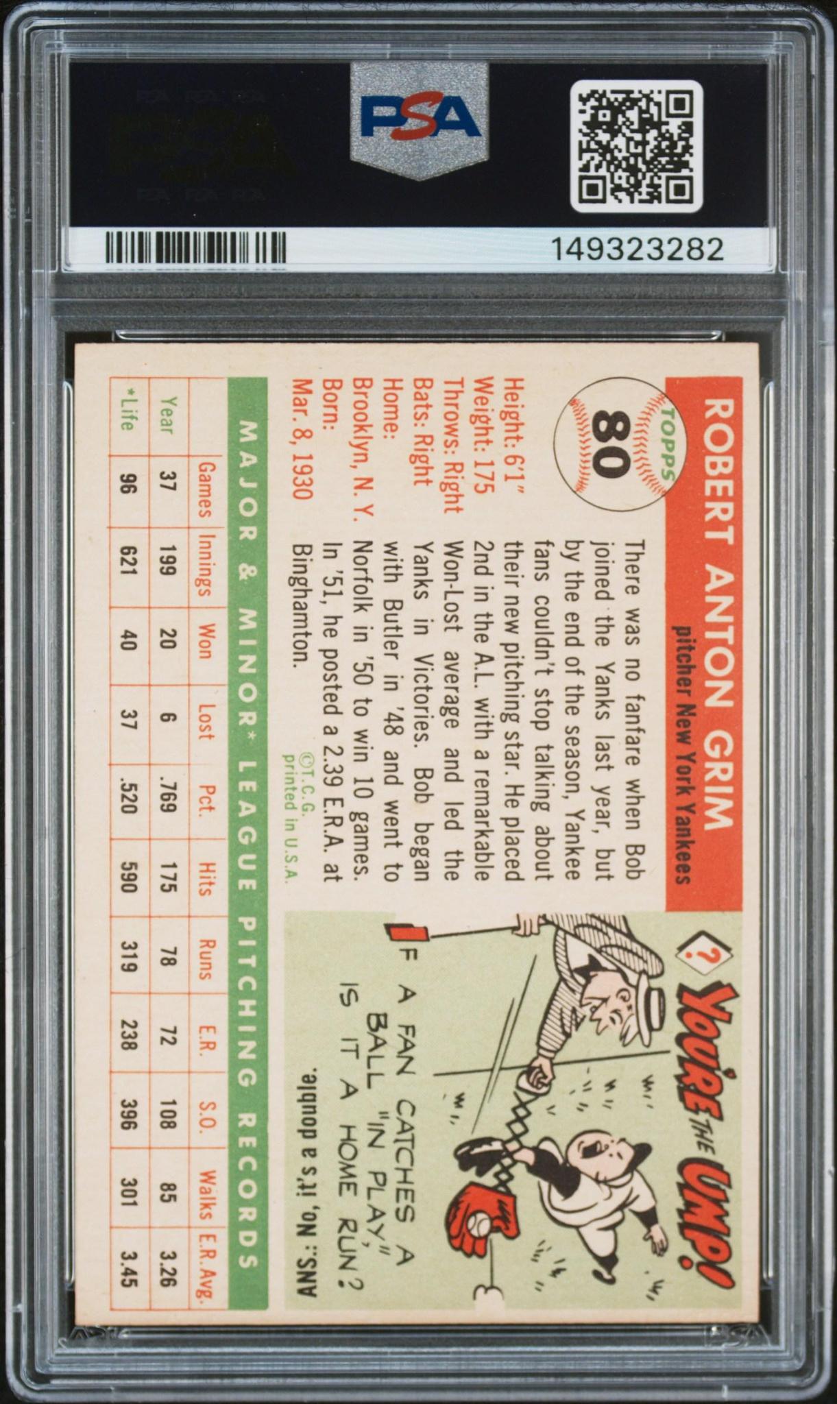 1955 Topps Bob Grim #80 PSA 7