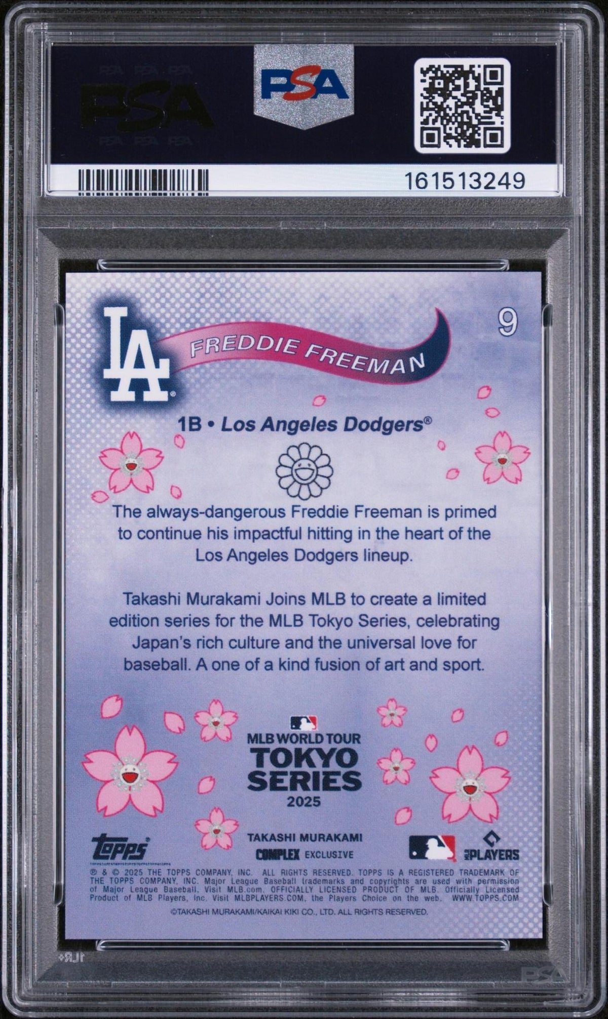 2025 TOPPS TAKASHI MURAKAMI + MLB WORLD TOUR TOKYO SERIES 9 FREDDIE FREEMAN AQUA BLUE PSA 10