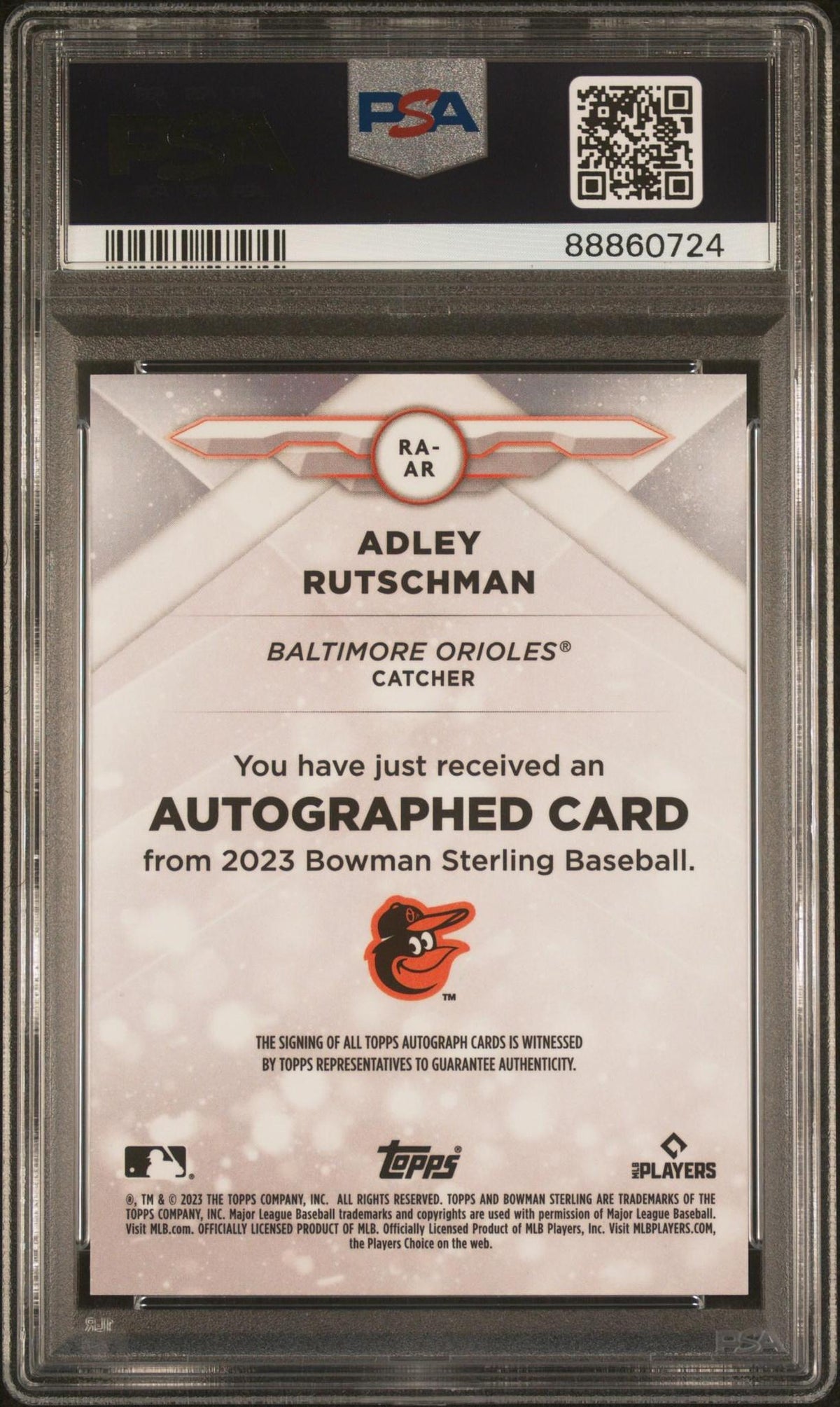 2023 BOWMAN STERLING ROOKIE AUTOGRAPHS RAAR ADLEY RUTSCHMAN ROSE GOLD REFRACTOR PSA 10
