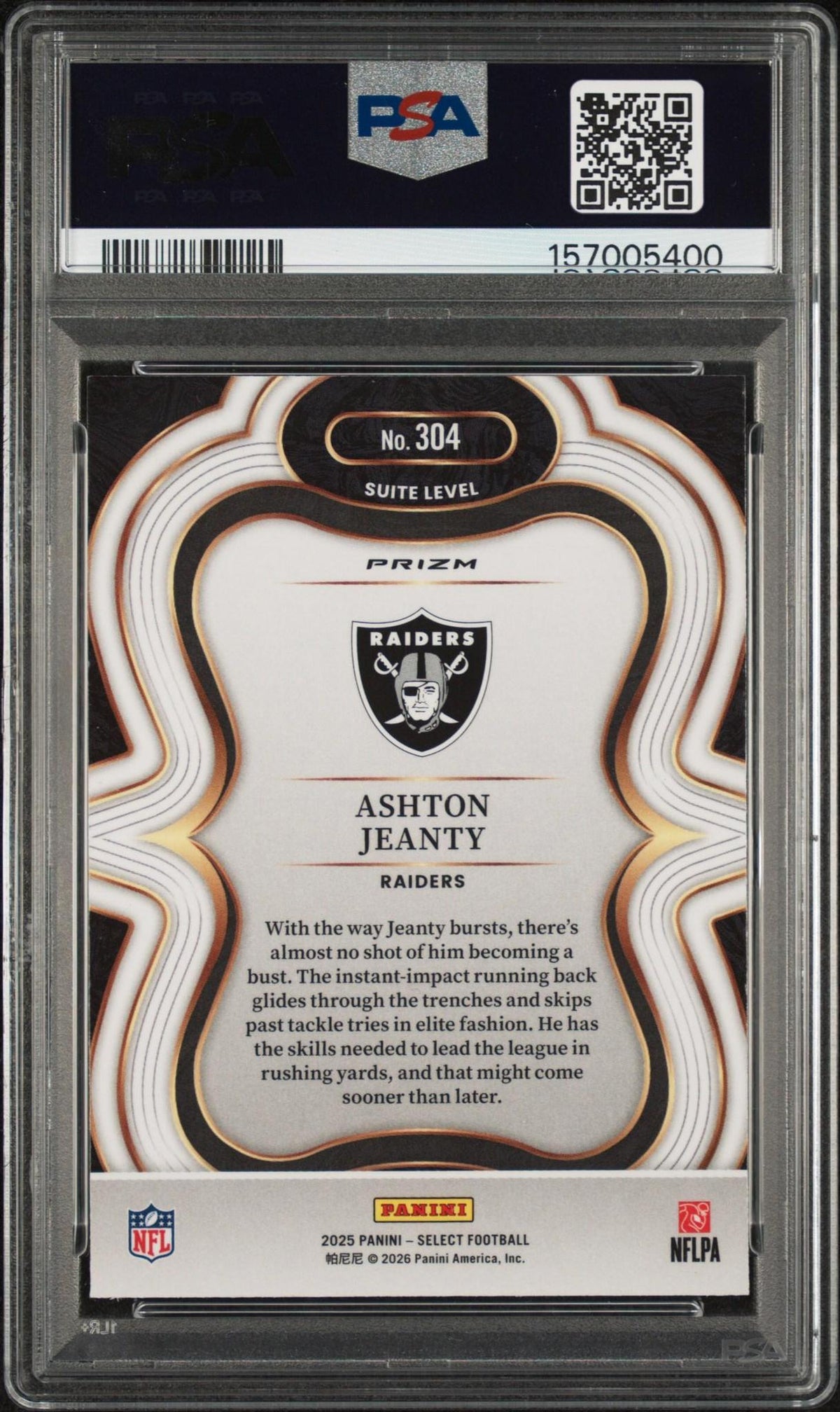 2025 PANINI SELECT 304 ASHTON JEANTY SILVER PRIZM