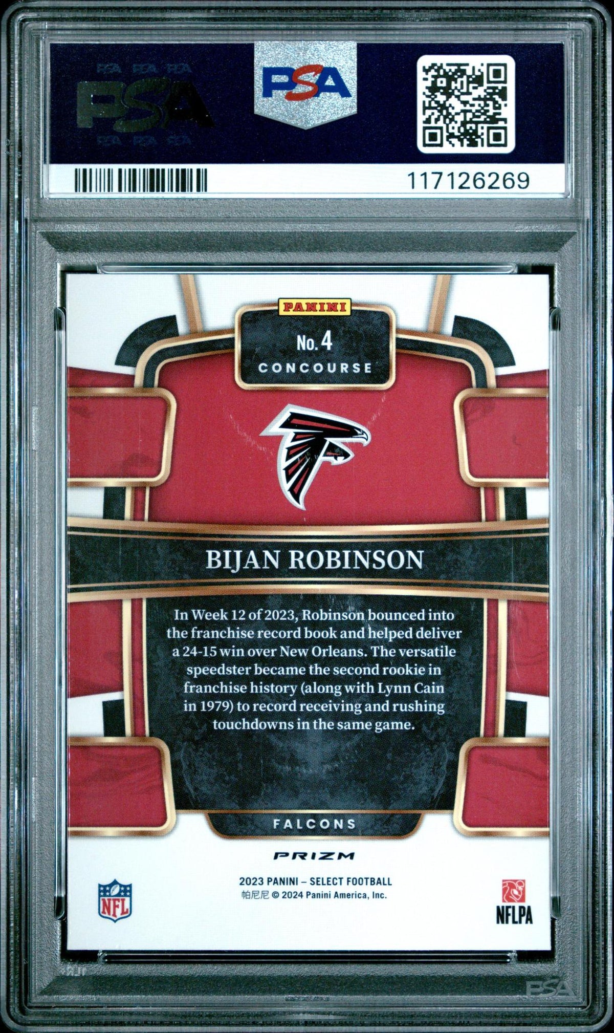 2023 PANINI SELECT 4 BIJAN ROBINSON COSMIC PSA 10