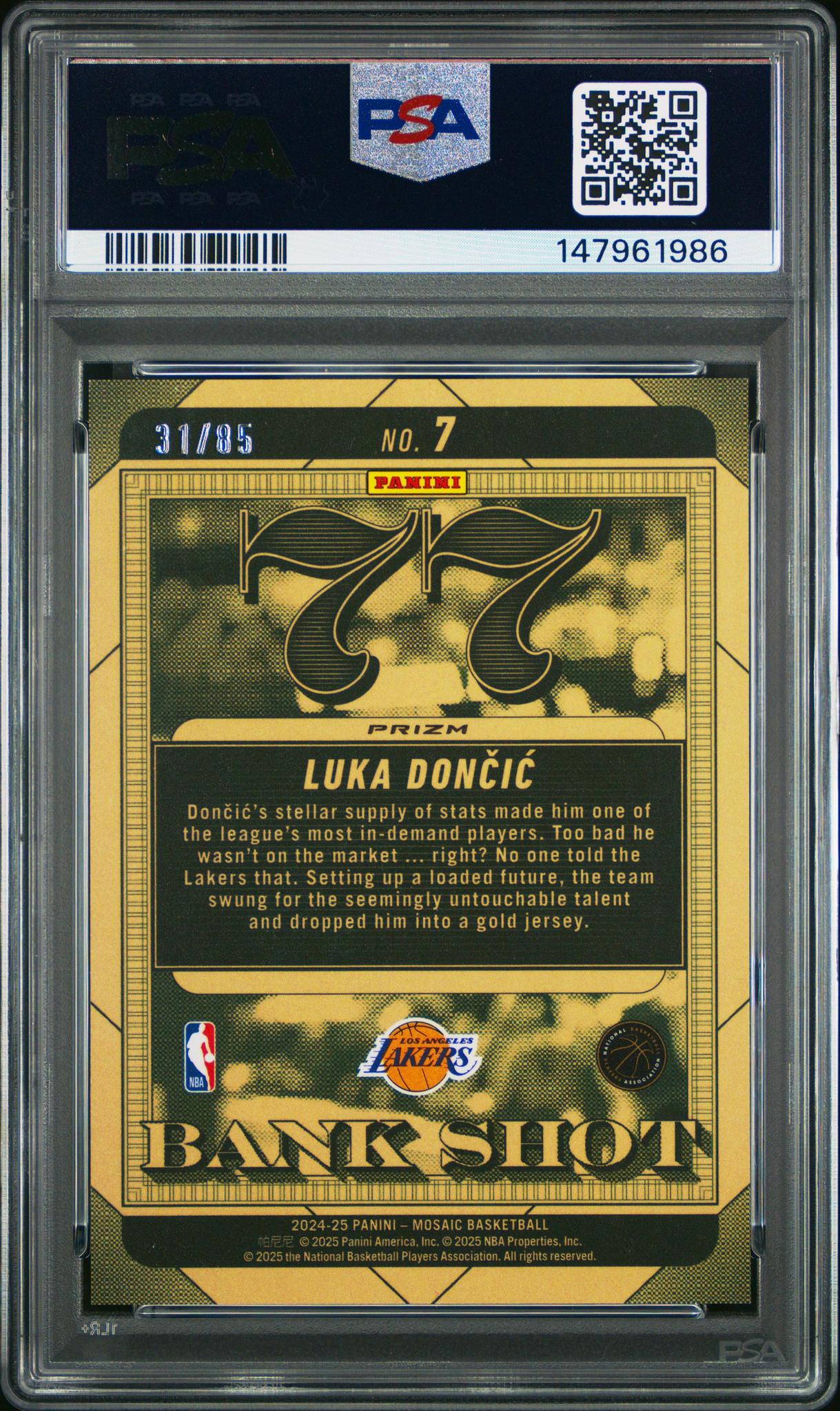 2024 Mosaic Luke Doncic #7 Bank Shot Blu Fast Break PSA 10