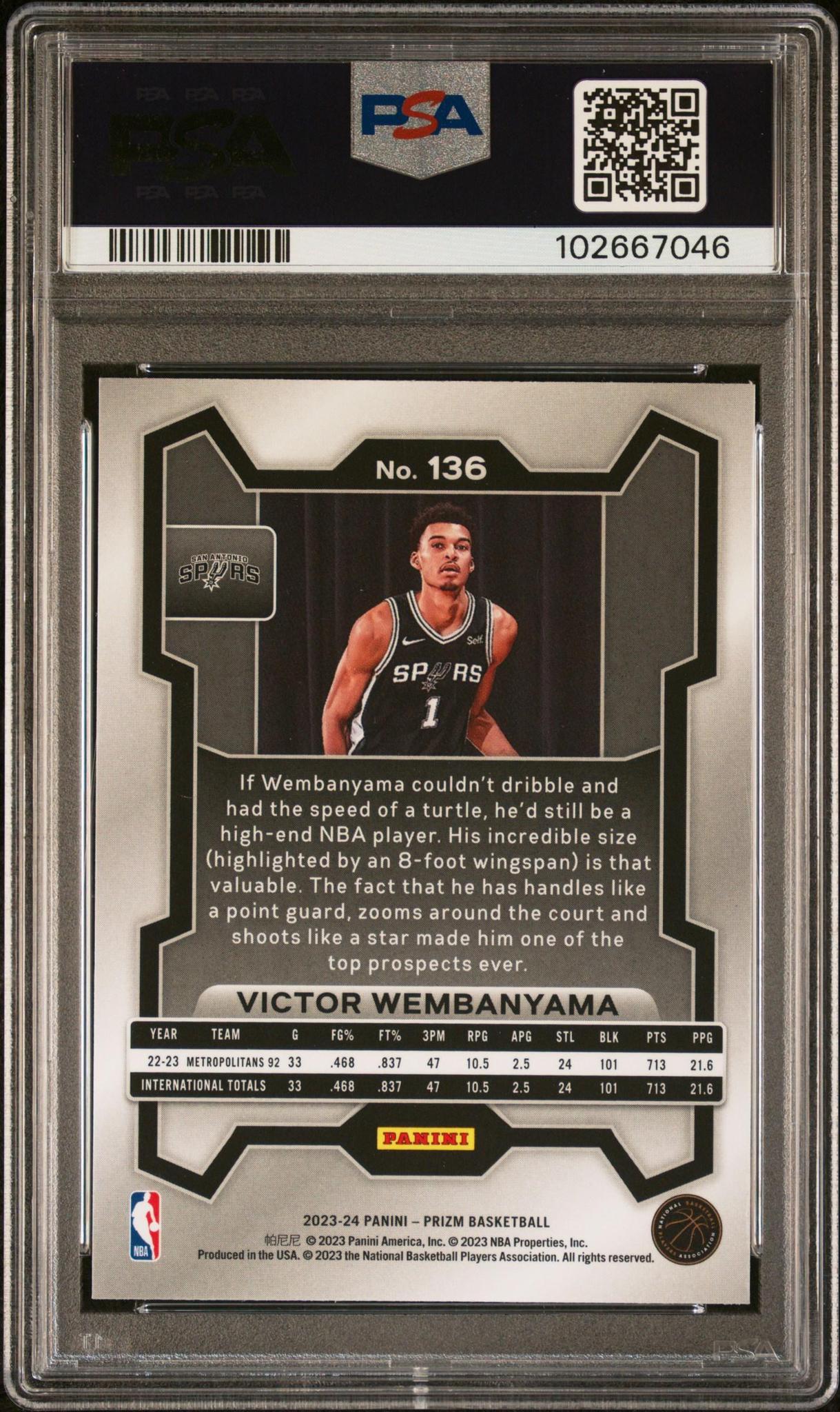 2023 Prizm Victor Wembanyama #136 Rookie PSA 10
