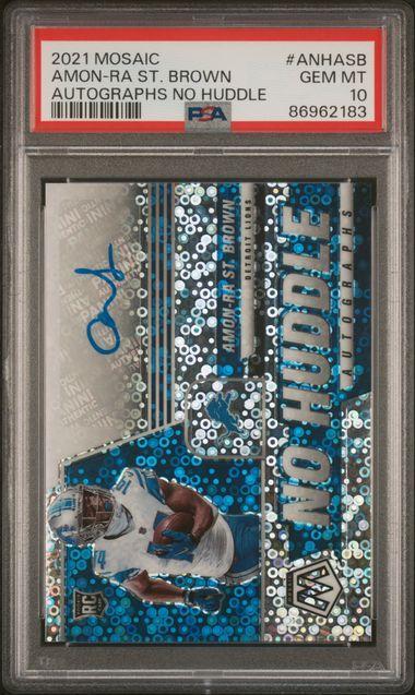 2021 PANINI MOSAIC AUTOGRAPHS NO HUDDLE #ANHASB AMON-RA ST. BROWN AUTOGRAPHS NO HUDDLE PSA 10