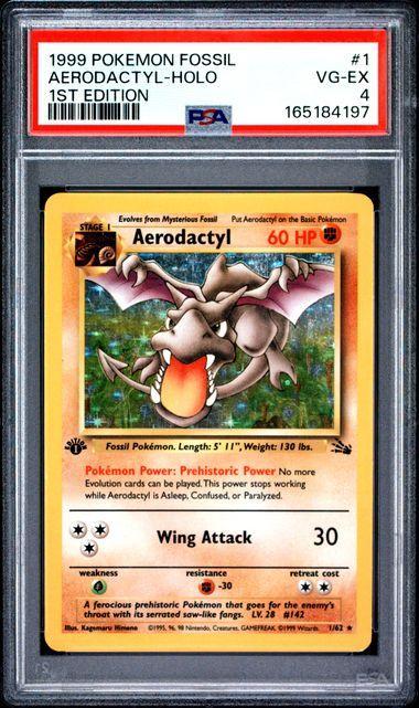 1999 Fossil Aerodactyl-Holo 1st Edition PSA 4