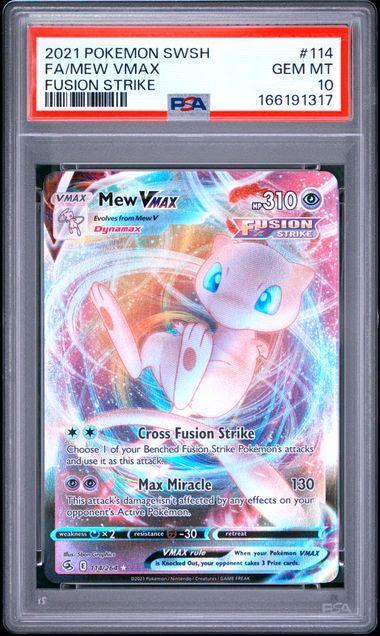 2021 POKEMON SWORD & SHIELD FUSION STRIKE #114 FA/MEW VMAX FUSION STRIKE PSA 10