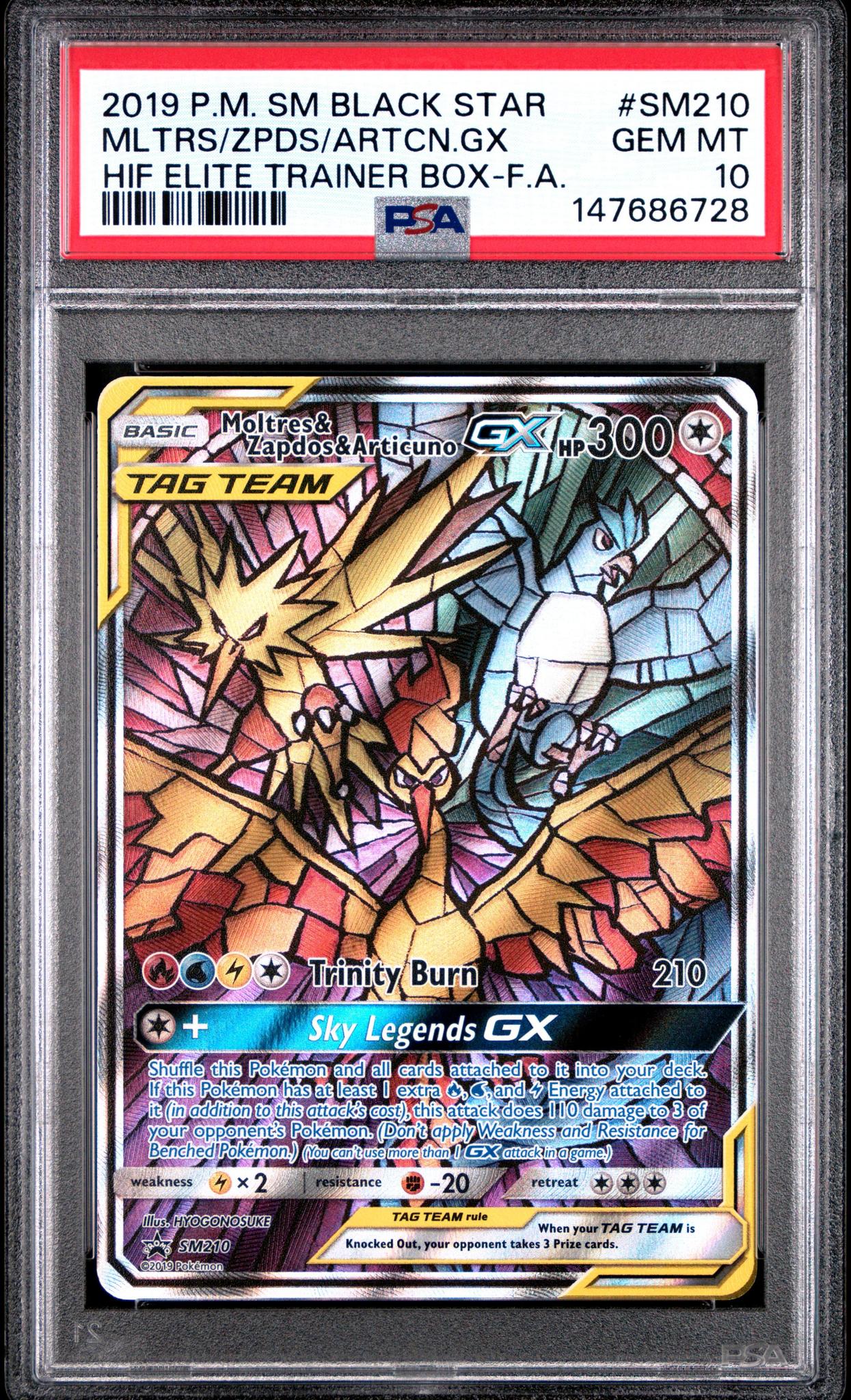 2019 Pokemon SM Black Star Moltres & Zaptos & Articuno PSA 10