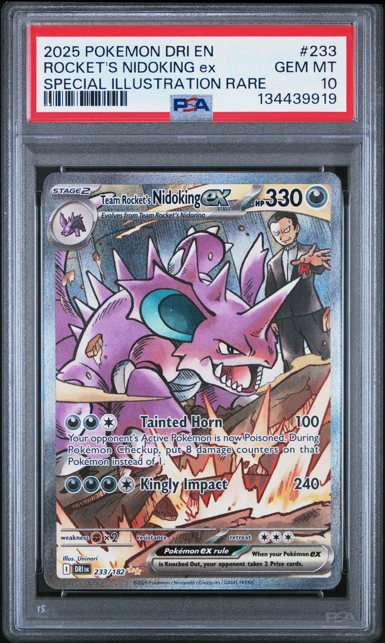 2025 Pokemon Dri Rocket's Nidoking EX Special Illustration Rare PSA 10