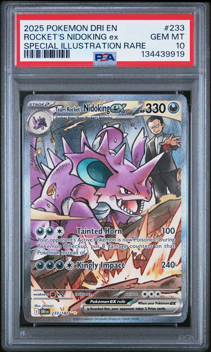 2025 Pokemon Dri Rocket's Nidoking EX Special Illustration Rare PSA 10