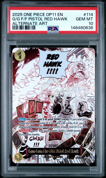 2025 One Piece OP11 Pistol Red Hawk PSA 10