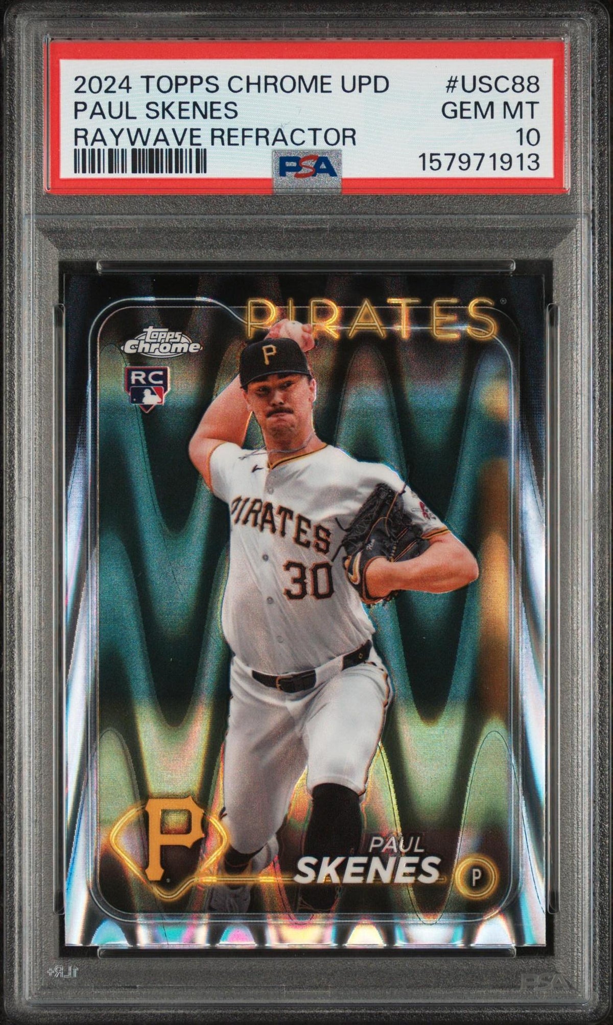 2024 TOPPS CHROME UPDATE USC88 PAUL SKENES RAYWAVE REFRACTOR PSA 10