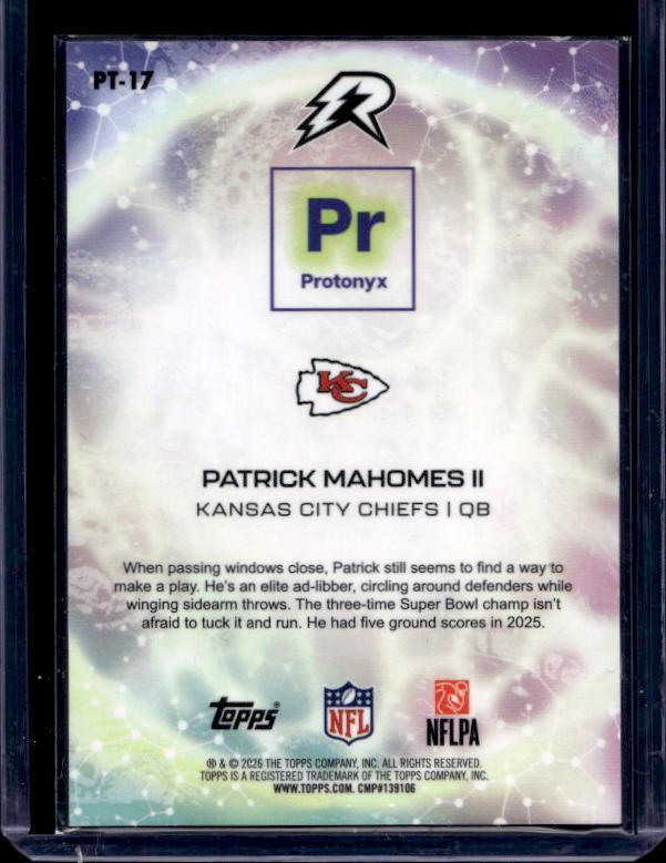 2025 Topps Resurgence #PT-17 Patrick Mahomes II Protonyx Gold Power Surge #/50