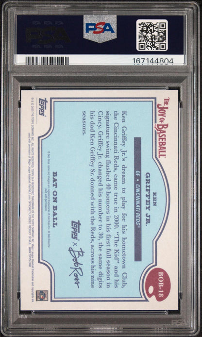 2025 TOPPS X BOB ROSS THE JOY OF BASEBALL BAT ON BALL BOB-18 KEN GRIFFEY JR. SAP GREEN PSA 10