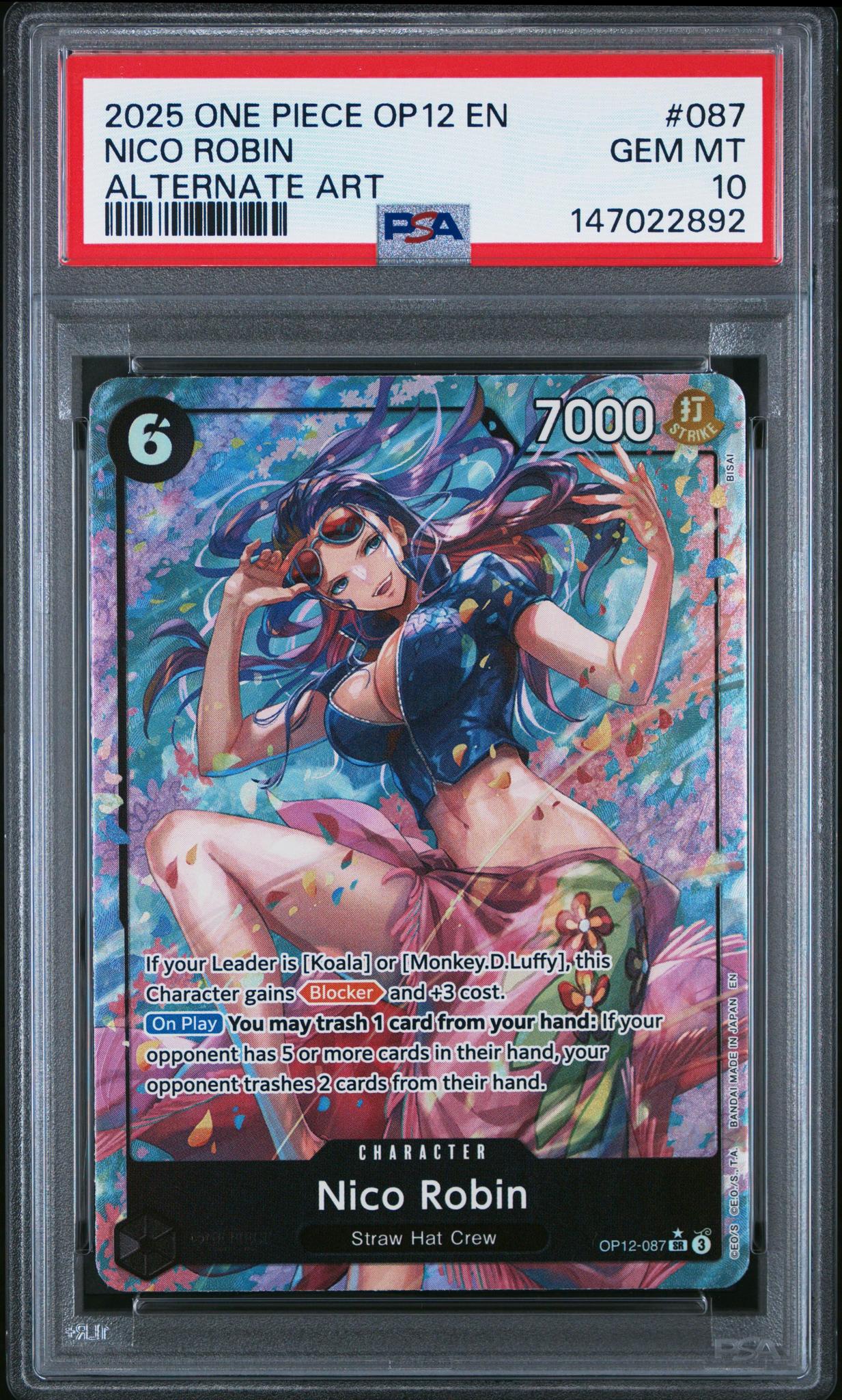 2025 One Piece OP12 Nico Robin #087 Arternate Art PSA 10