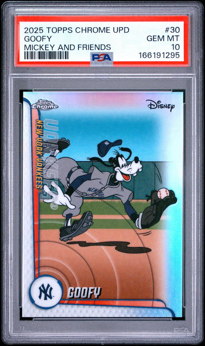 2025 TOPPS CHROME UPDATE MICKEY AND FRIENDS #30 GOOFY PSA 10