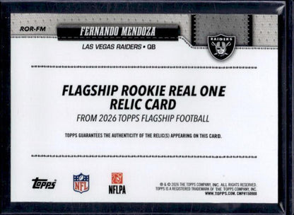 2026 Topps Flagship Fernando Mendoza #ROR-FM Rookie Patch