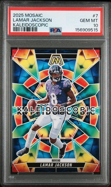 2025 PANINI MOSAIC KALEIDOSCOPIC #7 LAMAR JACKSON PSA 10