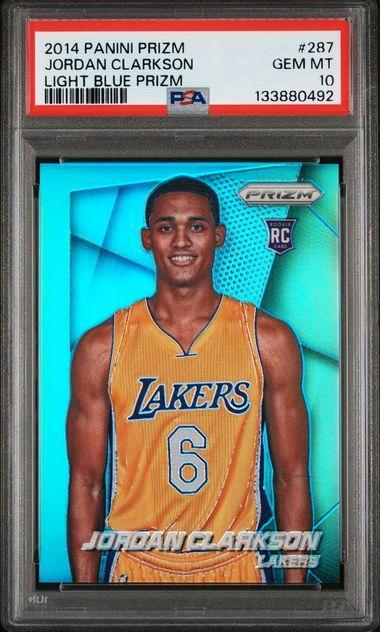 2014-15 Knicks Prizm Light Blue Prizm /49 Jordan Clarkson 287 Rookie RC PSA 10