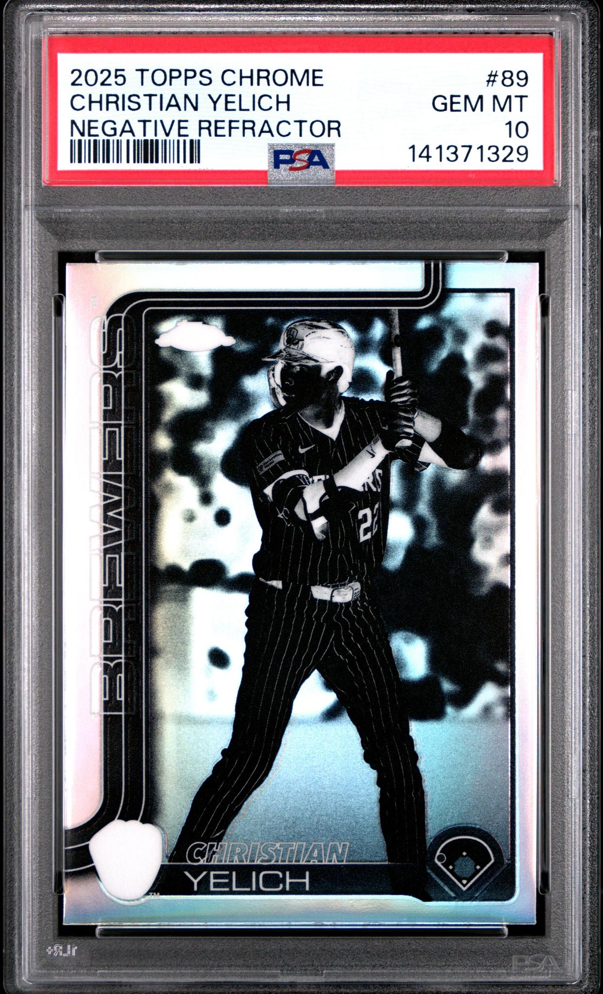 2025 Topps Chrome Christian Yelich #89 Negative Refractor PSA 10