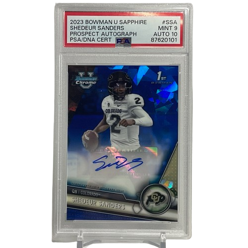 2023 Bowman University Sapphire Shedeur Sanders #PA-SSA Autograph PSA 9 Auto 10