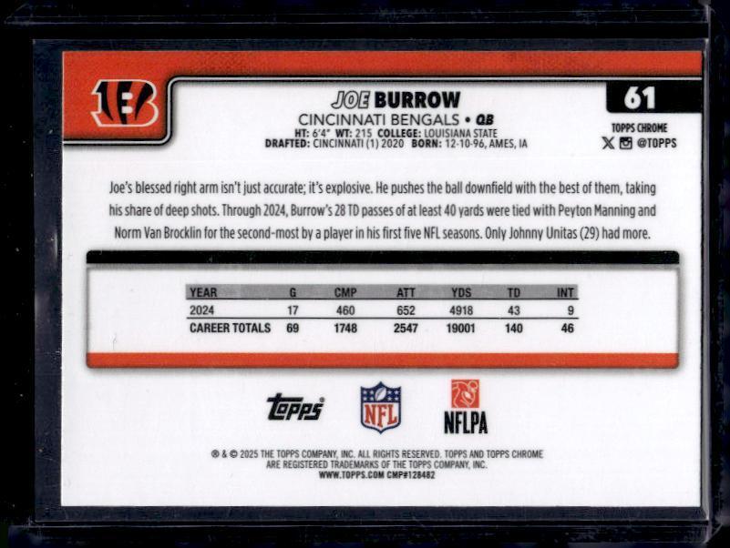 2025 Topps Chrome #61 Joe Burrow Lightboard Logo