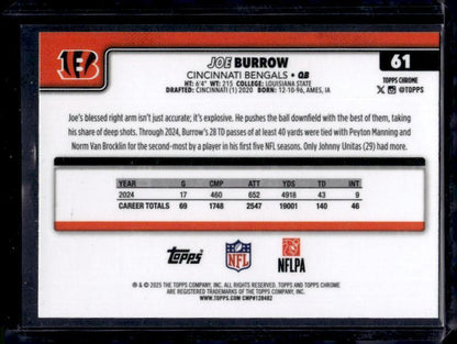 2025 Topps Chrome #61 Joe Burrow Lightboard Logo
