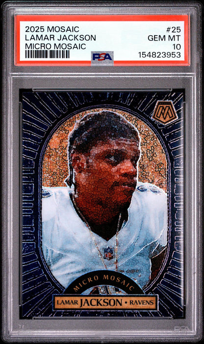 2025 PANINI MOSAIC MICRO MOSAIC 25 LAMAR JACKSON PSA 10
