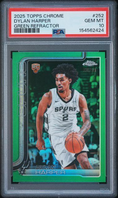 2025/26 Topps Chrome Dylan Harper #252 Green Refractor /99 PSA 10