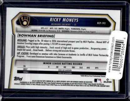 2026 Bowman Chrome Ricky Moneys #BCP-192