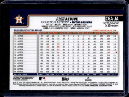 2025 Topps Gilded Collection #CGA-JA Jose Altuve Autographs Yellow/Gold #/75