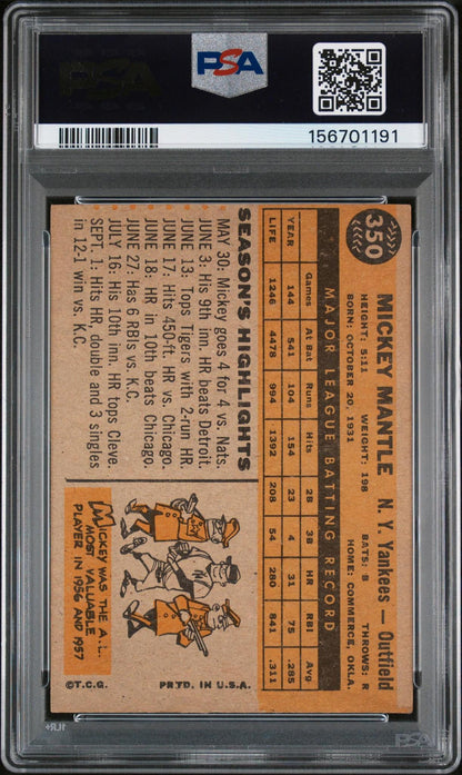 1960 Topps Mickey Mantle #350 PSA 4