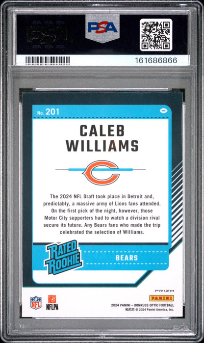 2024 PANINI DONRUSS OPTIC 201 CALEB WILLIAMS STARS PSA 10
