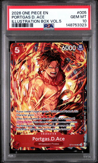 2026 One Piece Portgas D. Ace Illustration PSA 10