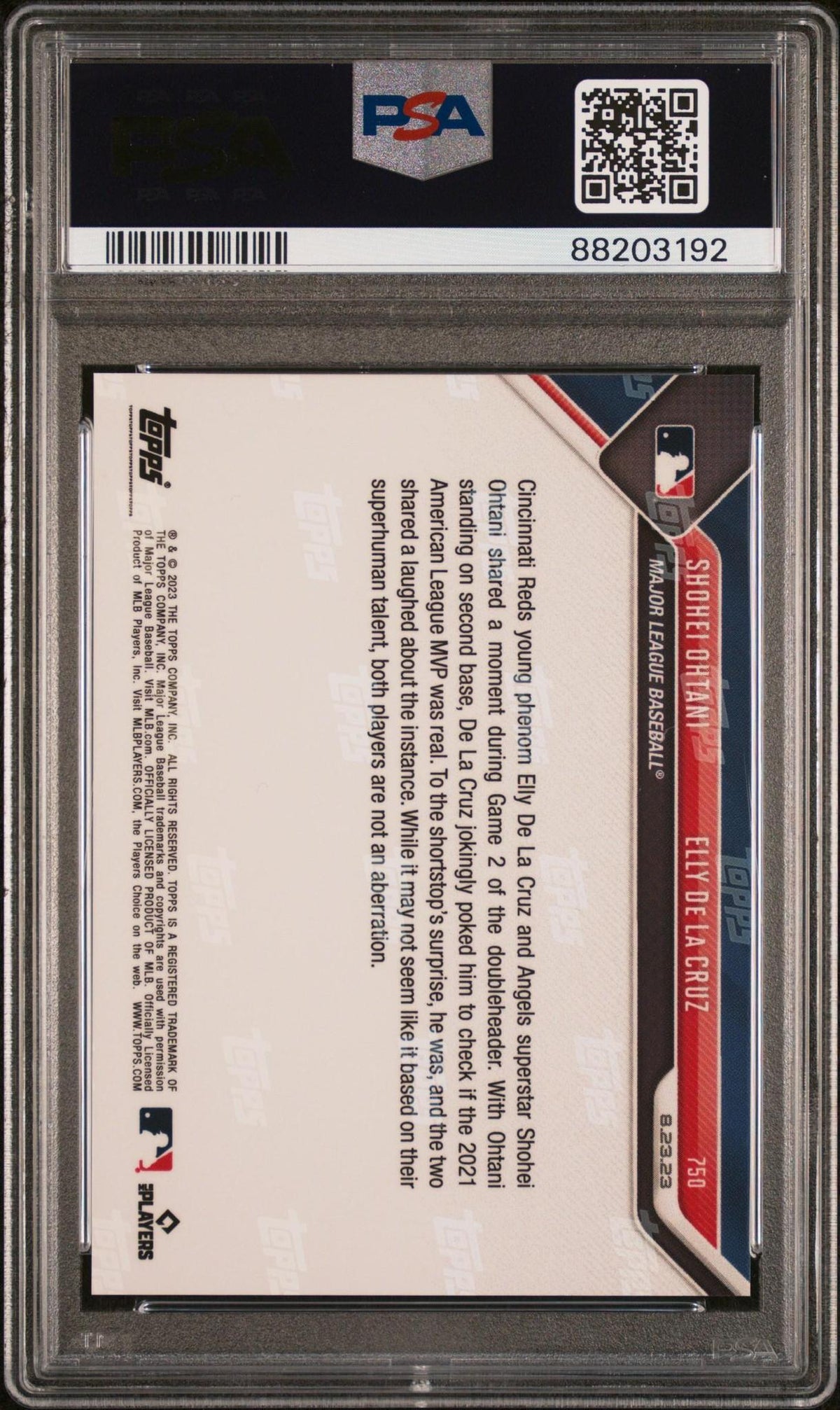 2023 TOPPS NOW #750 S.OHTANI/E.DE LA CRUZ PSA 10