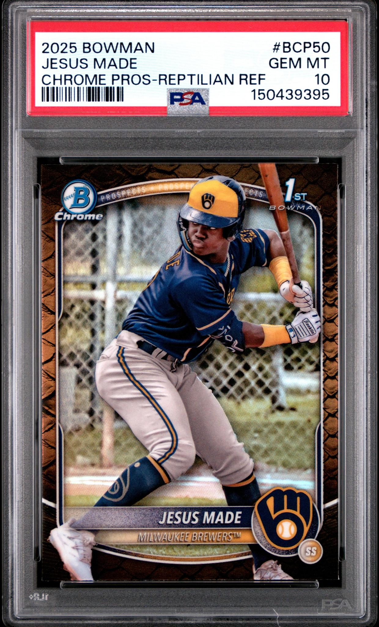 2025 Bowman Jesus Made #BCP50 Reptilian Refractor PSA 10