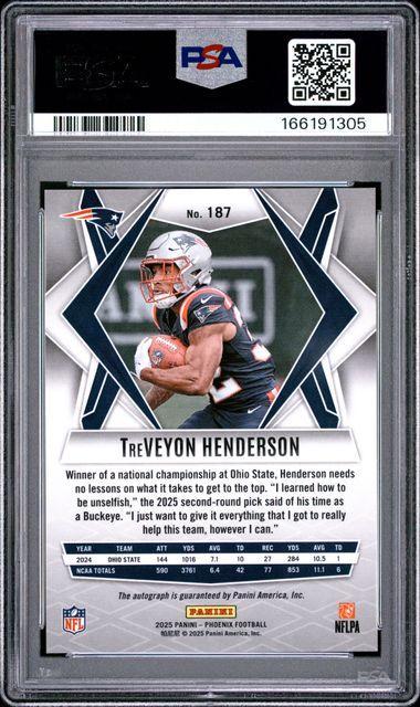 2025 PANINI PHOENIX #187 TREVEYON HENDERSON AUTOGRAPH-LAVA PSA 10