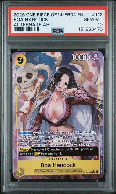 2026 ONE PIECE OP14-EB04-THE AZURE SEA'S SEVEN 112 BOA HANCOCK ALTERNATE ART PSA 10