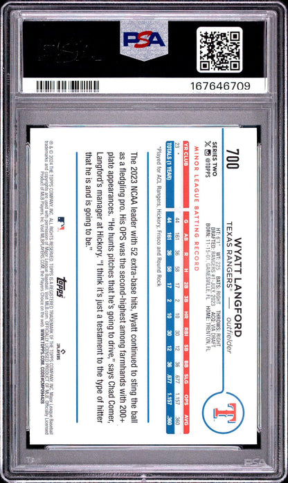 2024 TOPPS 700 WYATT LANGFORD SP PSA 10
