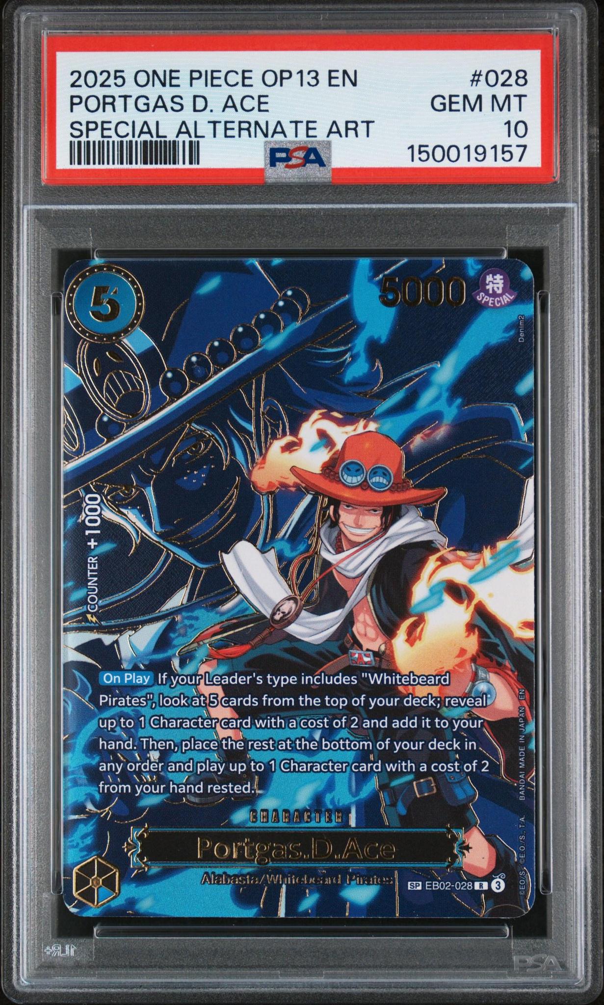 2025 One Piece OP132 Portgas D. Age Special Alt Art PSA 10