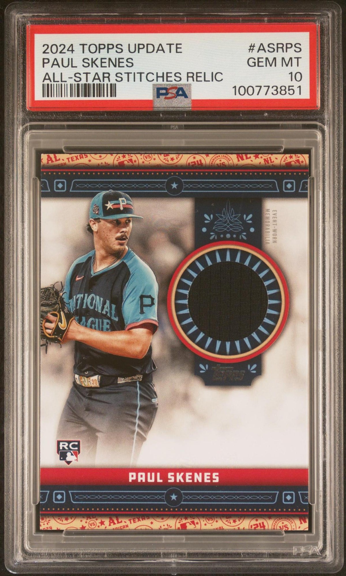 2024 TOPPS UPDATE ALL-STAR STITCHES RELICS ASRPS PAUL SKENES PSA 10