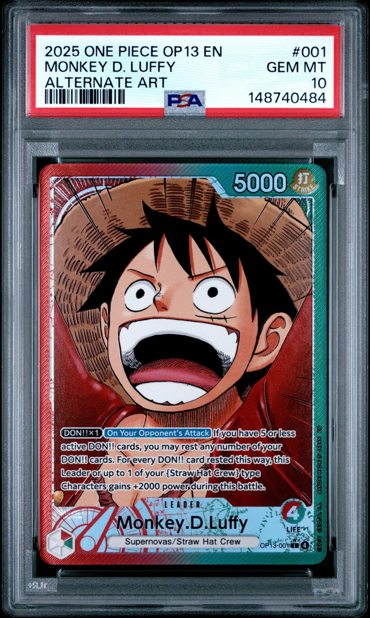 2025 One Piece OP13 Monkey D. Luffy #001 PSA 10
