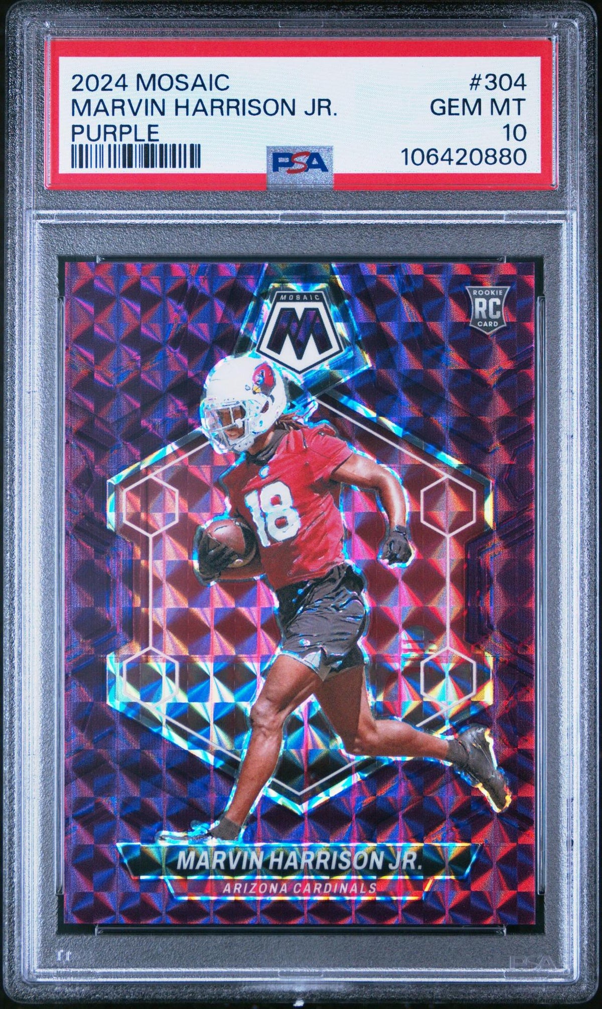 2024 PANINI MOSAIC 304 MARVIN HARRISON JR. PURPLE /49 PSA 10