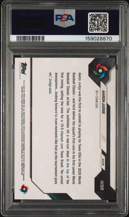 2026 TOPPS NOW WORLD BASEBALL CLASSIC WB8 - AARON JUDGE PSA 10