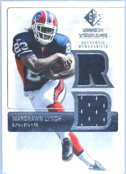 2007 SP ROOKIE THREADS ROOKIE THREADS RT-ML MARSHAWN LYNCH SILVER PSA 10