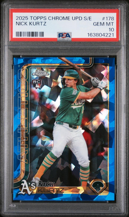2025 TOPPS CHROME SAPPHIRE UPDATE SERIES 178 NICK KURTZ PSA 10