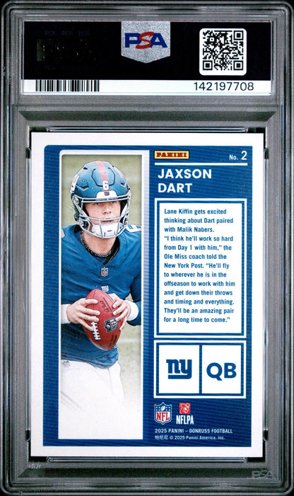 2025 Donruss Jaxson Dart #2 The Rookies PSA 10