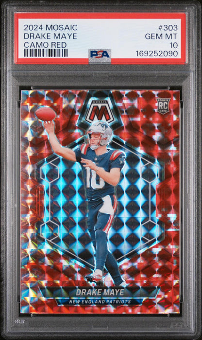 2024 PANINI MOSAIC 303 DRAKE MAYE CAMO RED PSA 10