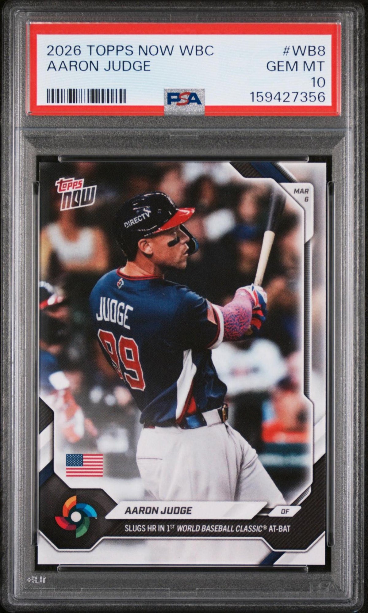 2026 Topps Now World Baseball Classic WB8 Aaron Judge PSA 10