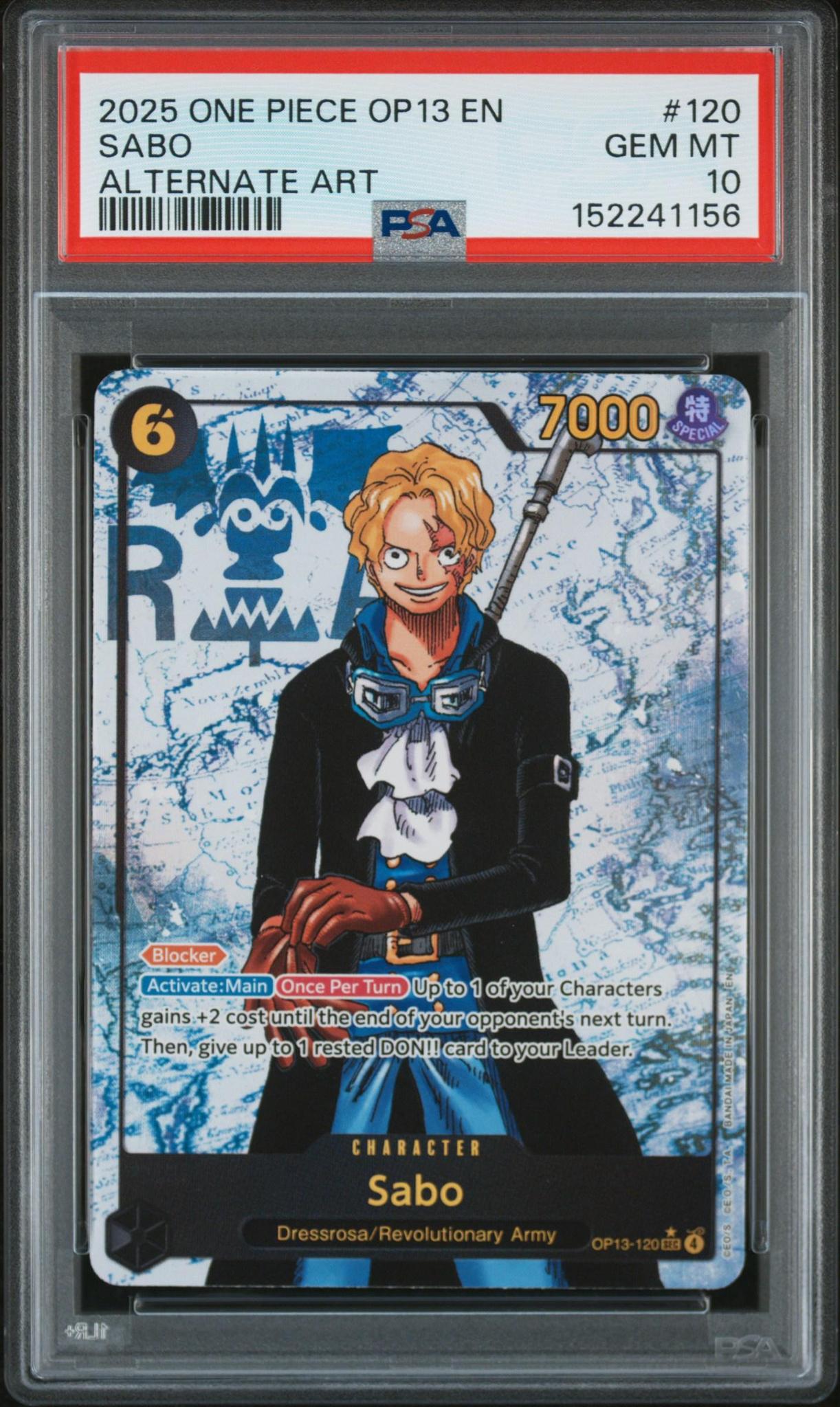 2025 One Piece OP13 Sabo #120 Alternate Art PSA 10