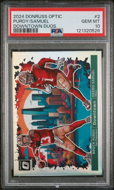 2024 PANINI DONRUSS OPTIC DOWNTOWN DUOS #2 PURDY/SAMUEL PSA 10